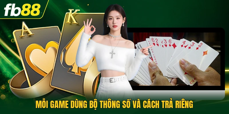 Mỗi game dùng bộ thông số và cách trả riêng